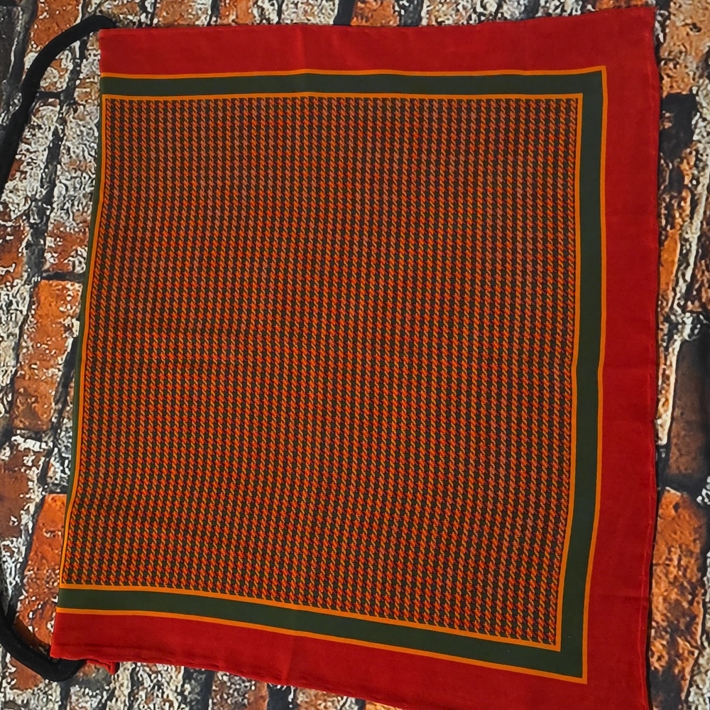 Red and Green Silk Patterned Scarf / Pocket Square